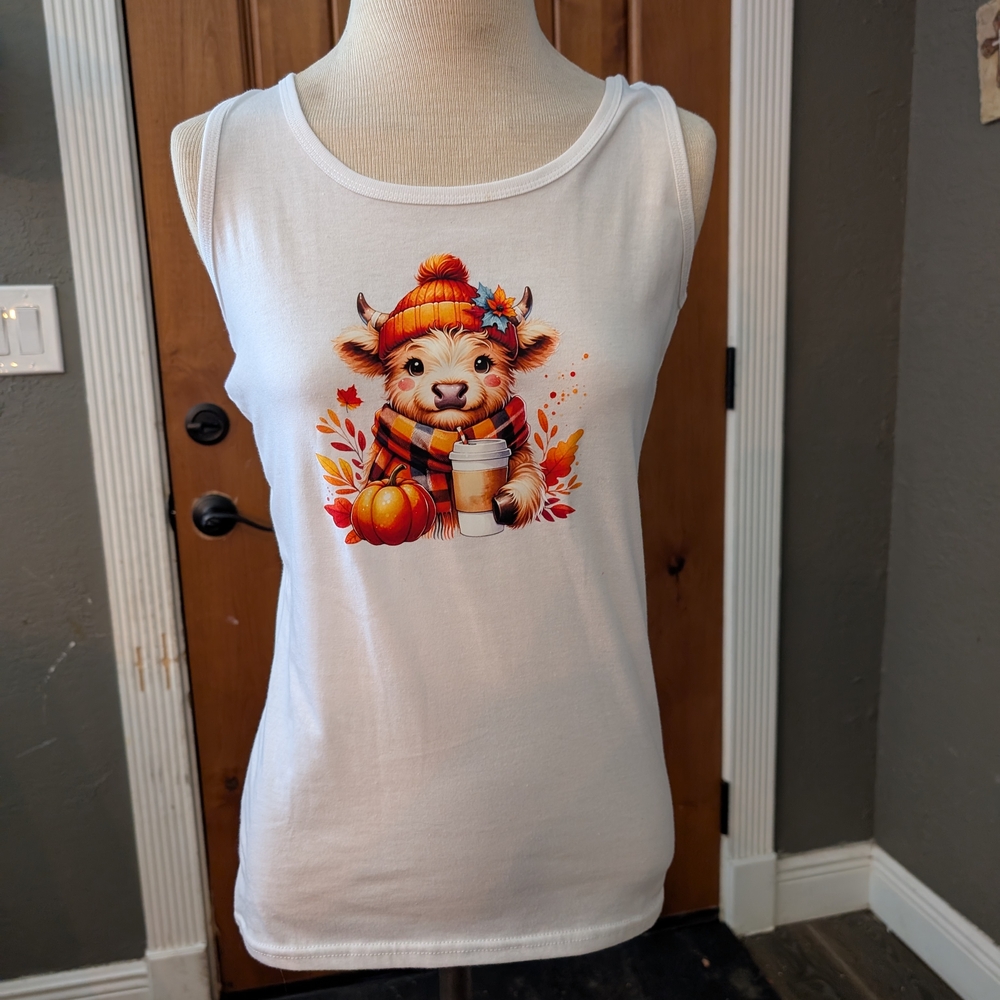 Adorable Fall Highland Cow Graphic Tank